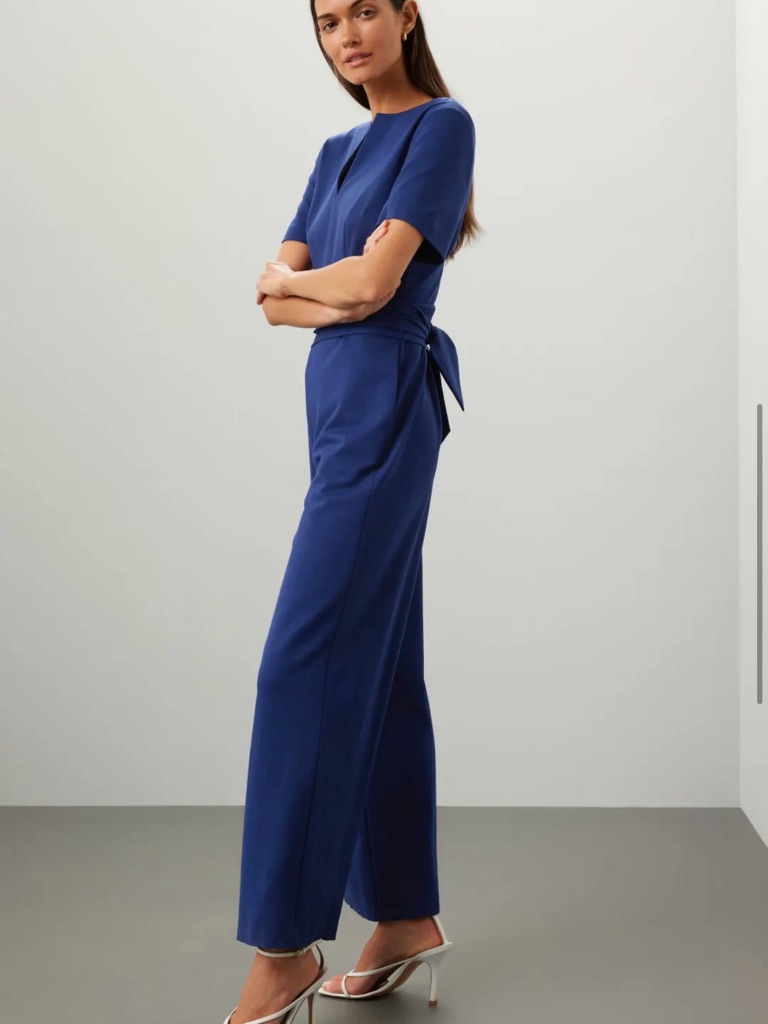Kate Spade Notched Jumpsuit Cobalt Blue Wide-Leg Jumpsuit